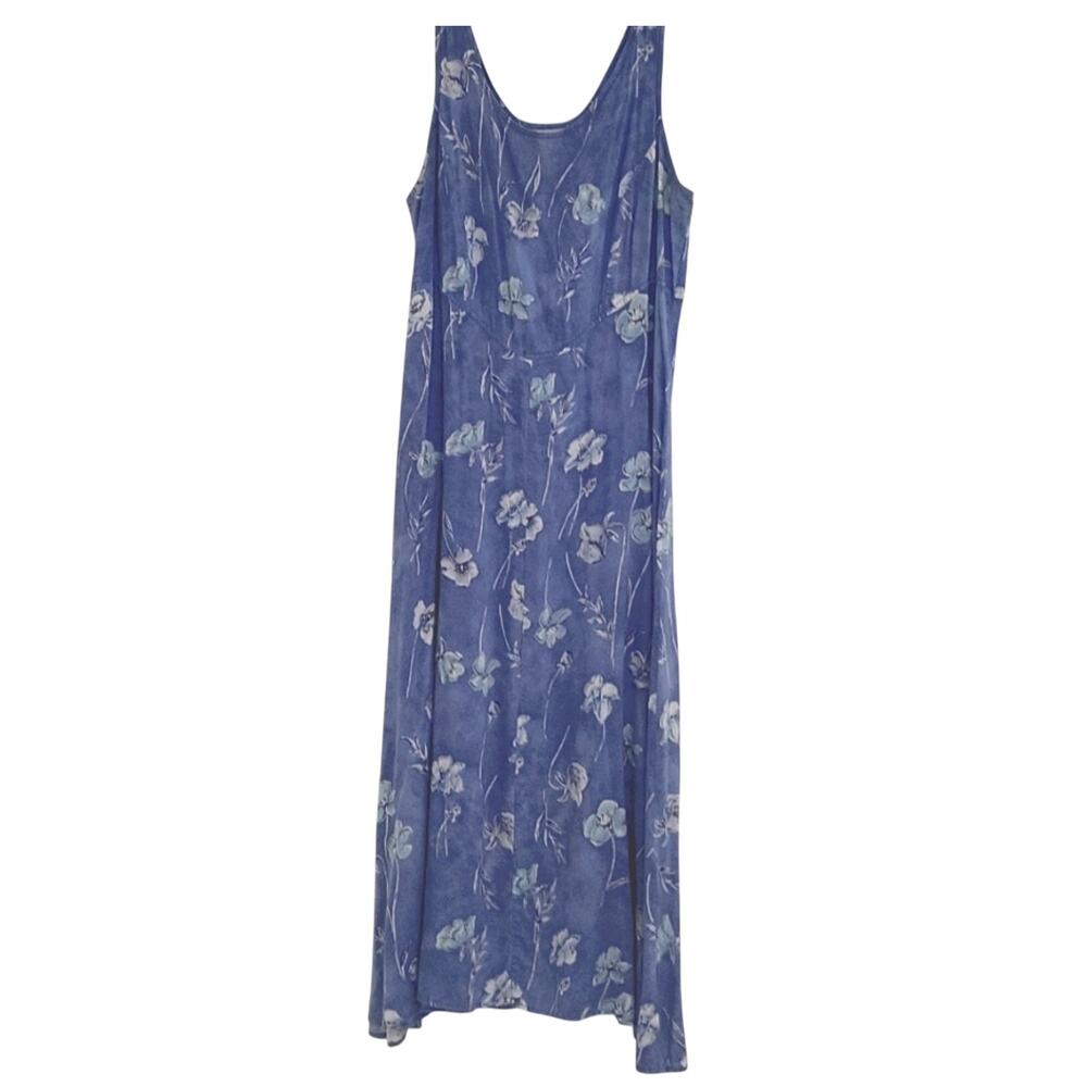 DBY Blue & White Floral 100% Rayon Sleeveless Midi Sundress Jr. Size 9